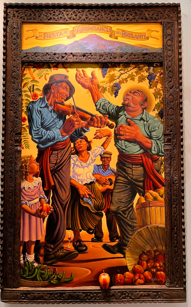 People dancing and playing guitar after a harvest
