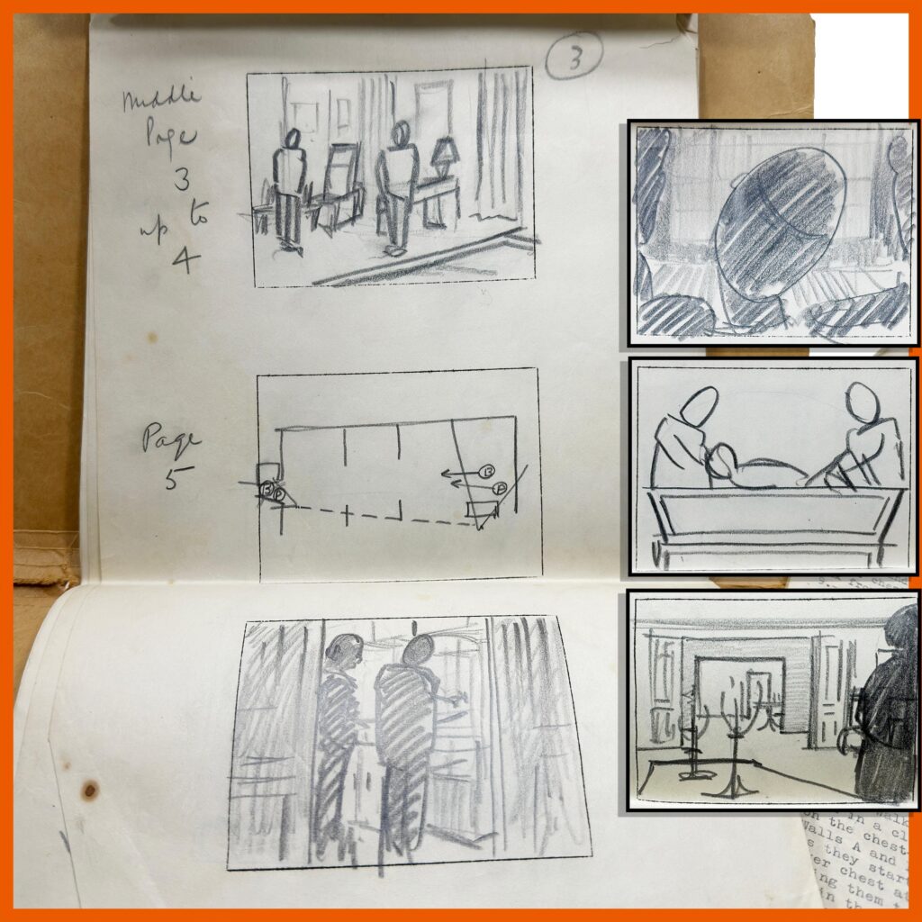 Alfred Hitchcock Hand-Drawn "Rope" Storyboards, Set Diagrams & Camera Directions 1948 Production File